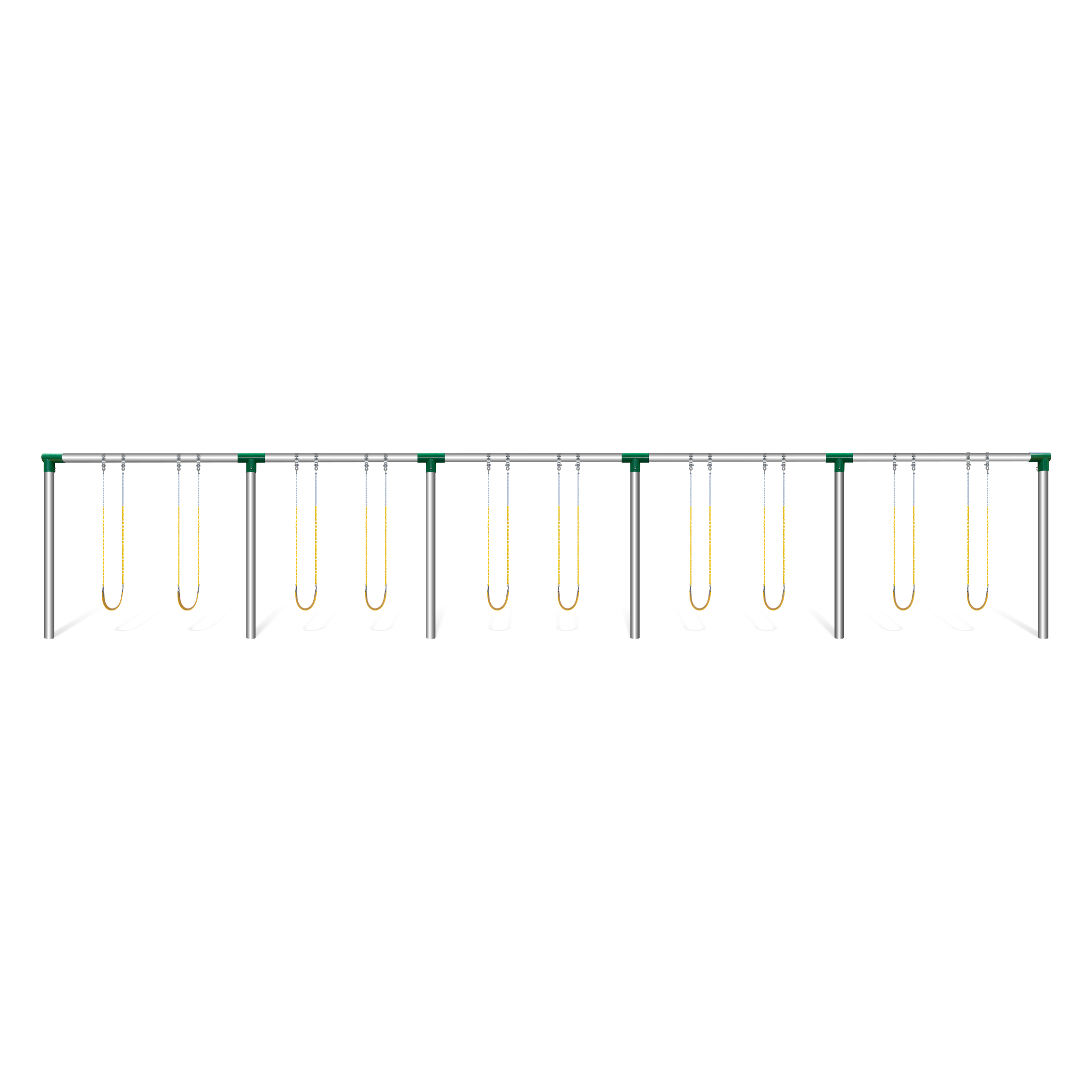 H51010 - 10 High 5 Swing Frame with 5 Bays and 10 Commercial Swing Seats