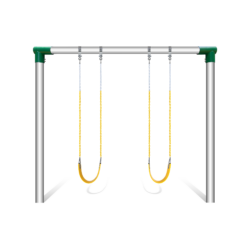 An image showing a 1 bay 5 inch swing frame with 2 swing seats.