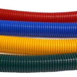 An image showing the different colors our hose comes in: red, blue, yellow, green.