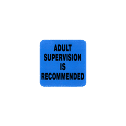 An image of a warning label that says: "Adult supervision is recommended."