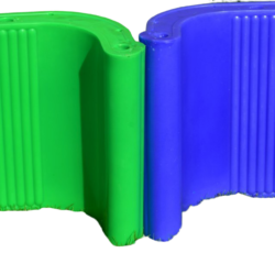 An image showing the 2 colors of a commercial scoop slide insert: green and blue.