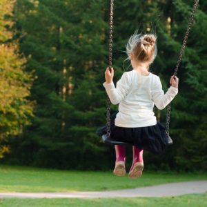 An image showing a child swinging on a swing.