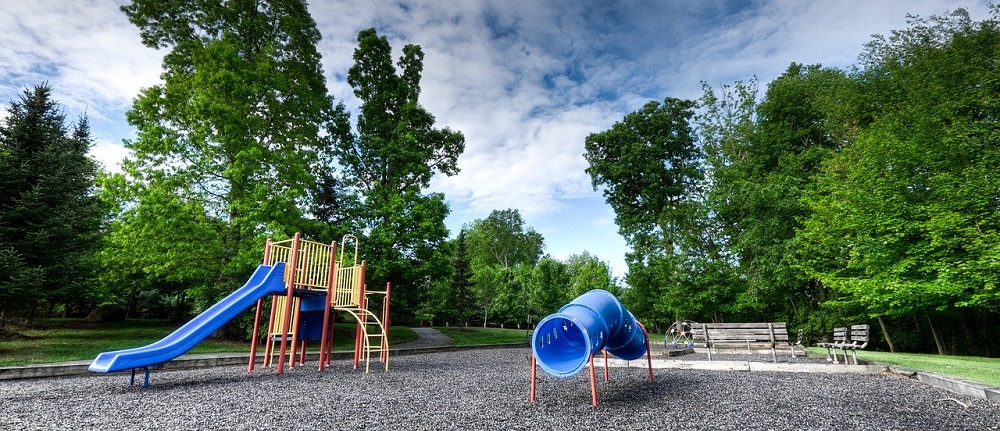 An image showing a playground in the middle of a park.